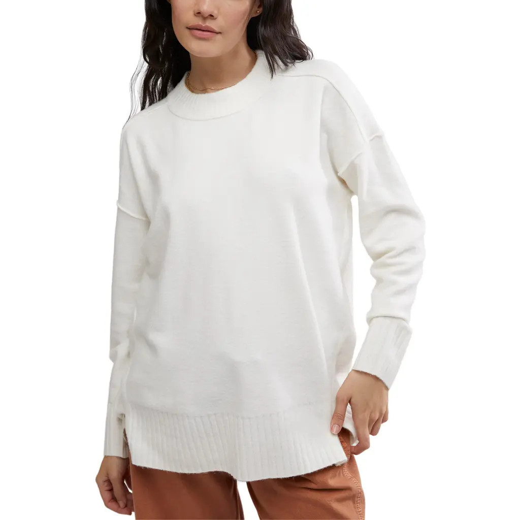 Free People Phoebe High-Low Tunic Sweater in Stark White at Nordstrom, Size Medium | Nordstrom