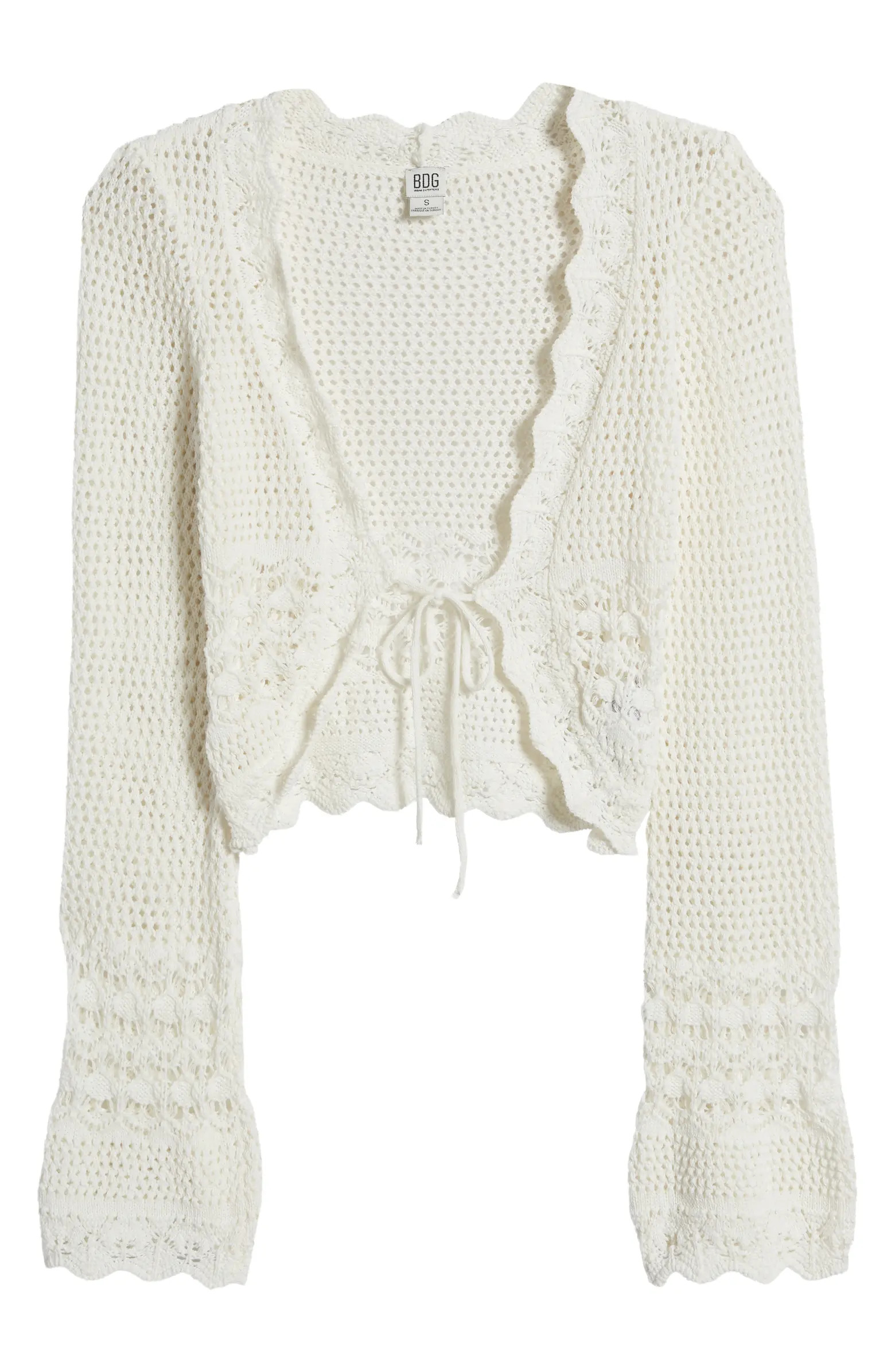 Open Stitch Tie Front Crop Cardigan | Nordstrom