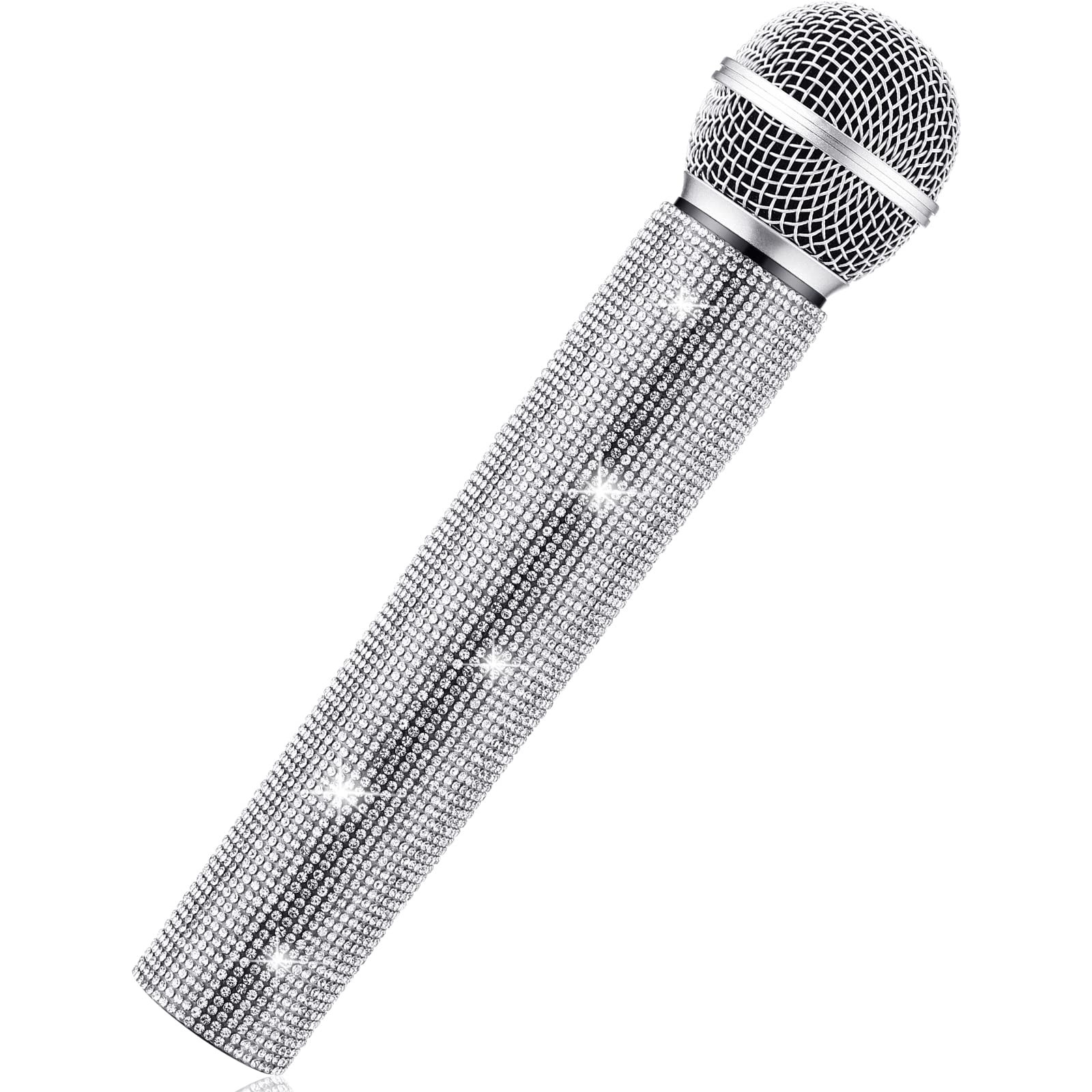 Sanwuta Fake Microphone Prop Sparkly Bling Rhinestones Plastic Play Microphone Pretend Glitter Be... | Amazon (US)