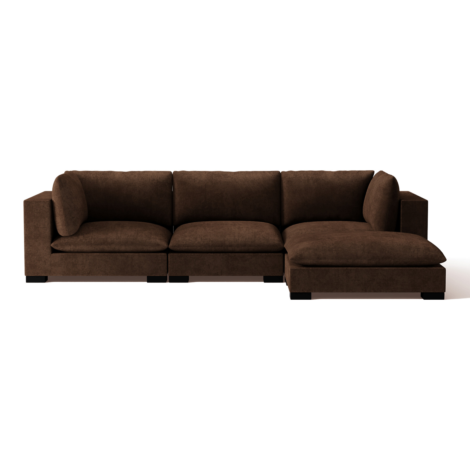 Deseo 4-Piece Grey Blue Performance Velvet Deep Depth Sectional Sofa | CB2