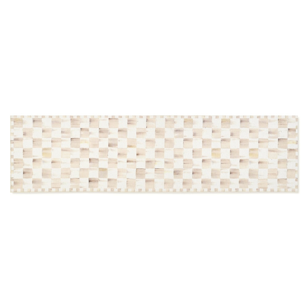 Mocha Checkered 2'6" x 10' Washable Runner | MacKenzie-Childs
