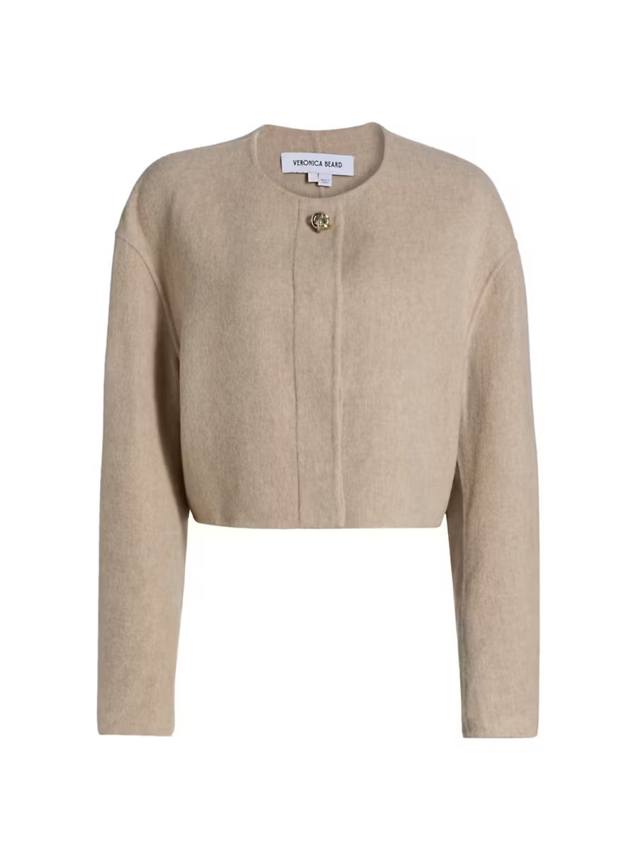 Women's Philips Virgin Wool-Blend Crop Jacket - Oatmeal Melange - Size Large | Saks Fifth Avenue