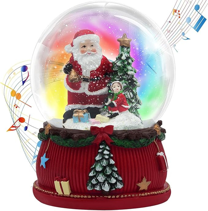 100mm Christmas Snow Globe, with 8 Music and Color Lights, Music Water Snowball, Santa Claus, Sno... | Amazon (US)