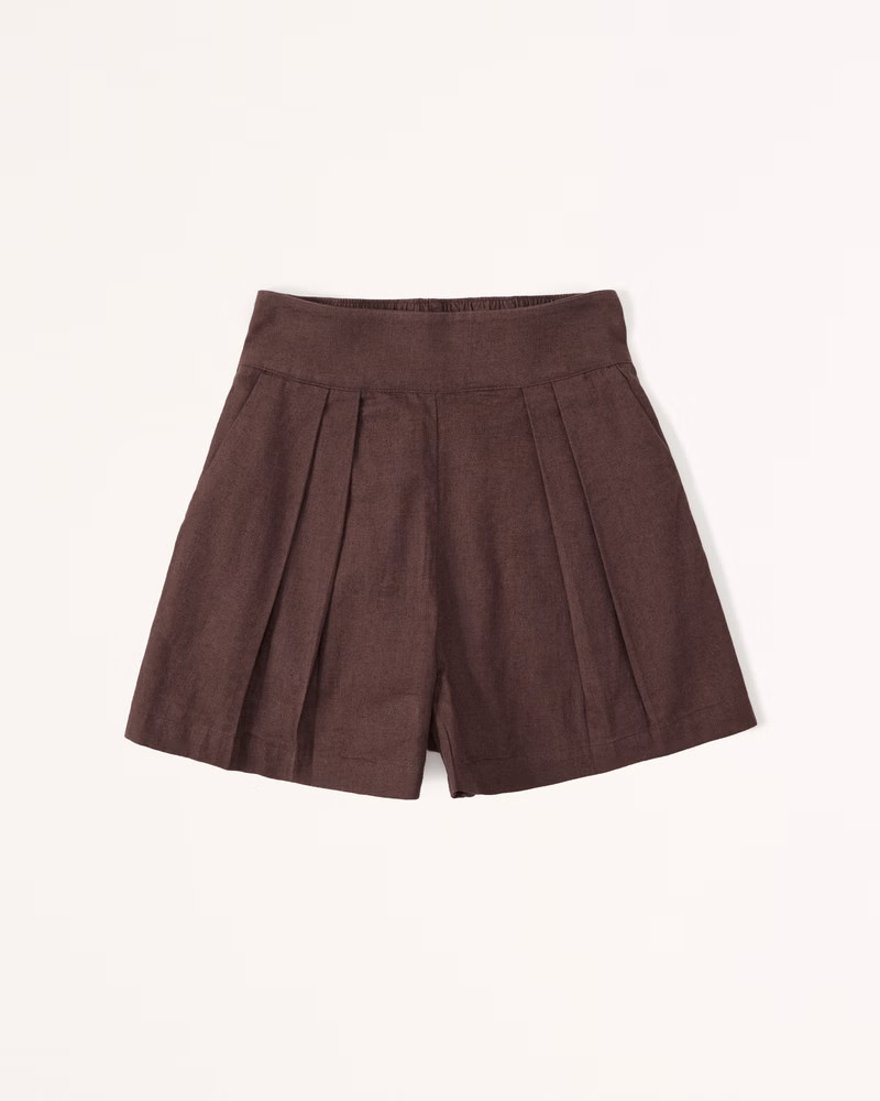 Women's Linen-Blend Flat Front Pull-On Short | Women's Bottoms | Abercrombie.com | Abercrombie & Fitch (US)