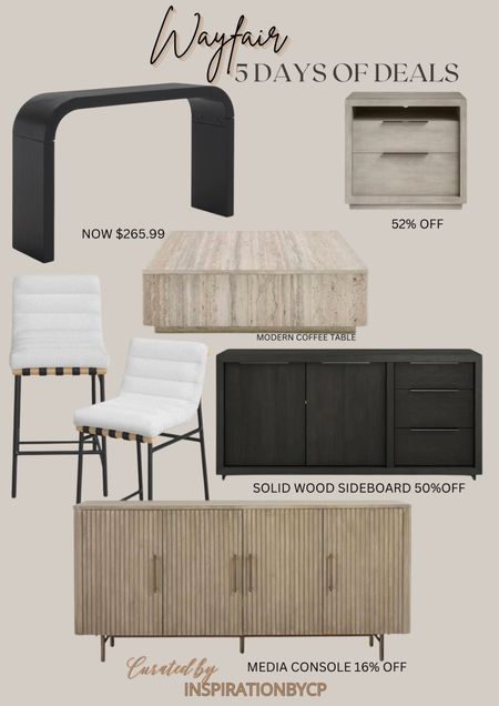 WAYFAIR 5 days of deals 
Sideboard, travertine, bar stools, credenza, console table, nightstand, modern furniture, sale
@wayfair

#LTKsalealert #LTKhome