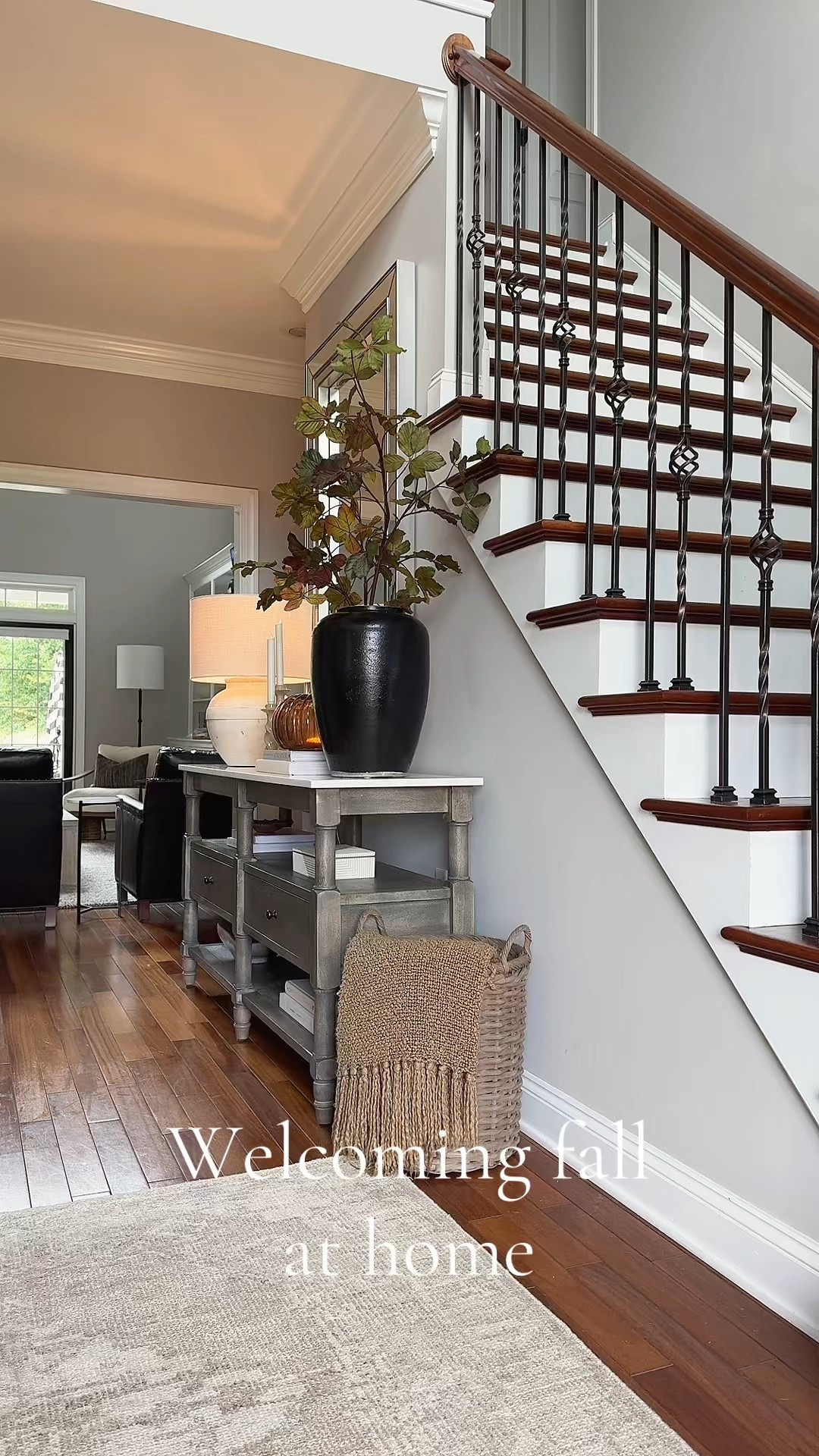 Where fall greets you at the door, neutral fall foyer styling. 
#fallhomedecor #foyer #frontdoor #entryway #cozyhome #mypotterybarn 

#LTKSeasonal #LTKHome #LTKStyleTip