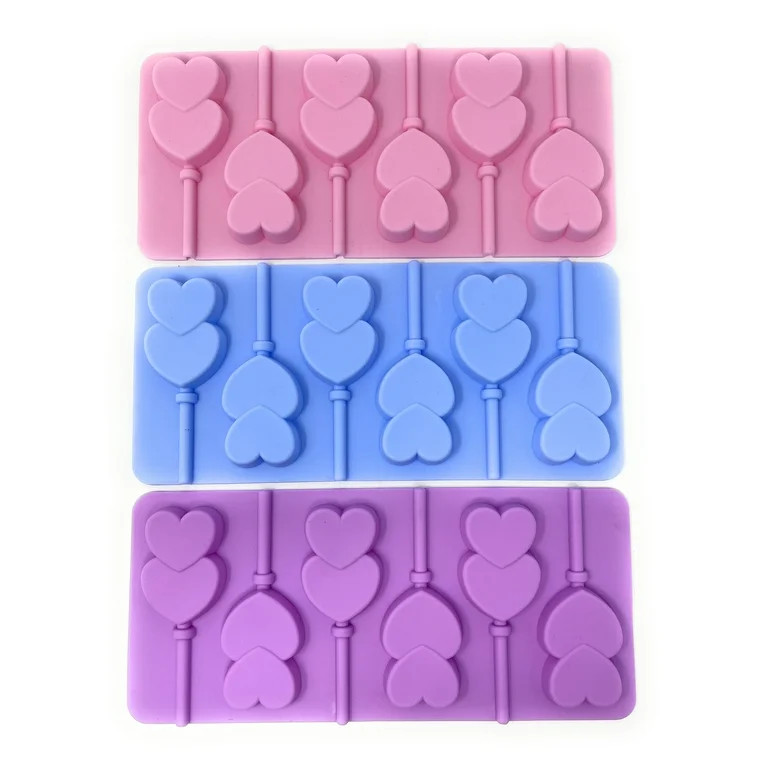 Heart Lollipop Molds for Valentine’s Day – 3 Pack Double Hearts Candy Chocolate Silicone Mold | Walmart (US)