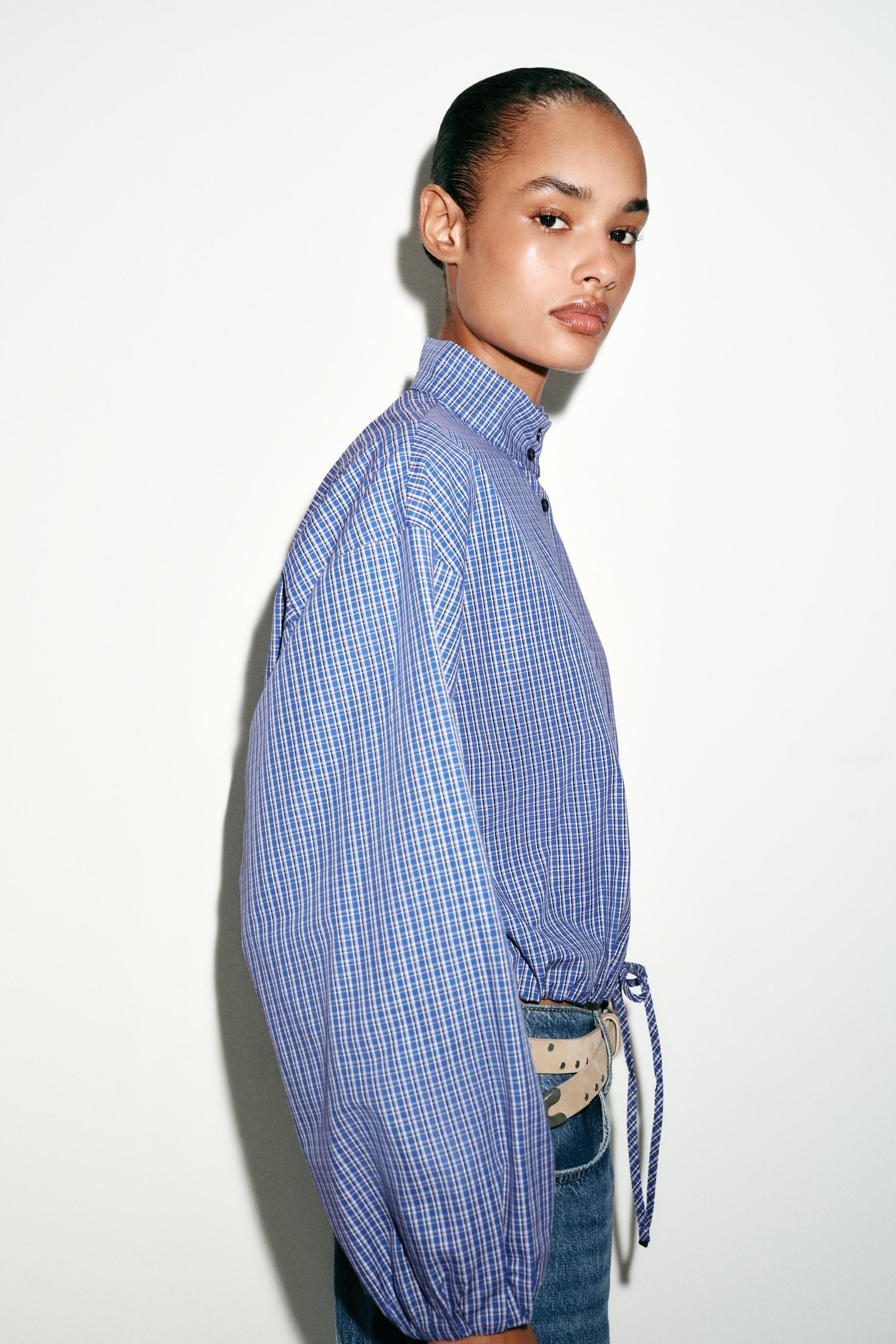 PLAID BALLOON SHIRT | Zara US