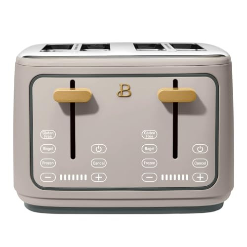 Beautiful 4-Slice Toaster by Drew Barrymore – Touch Display, Extra-Wide Slots, Bagel & Frozen Functions, Stainless Steel (Porcini Taupe) | Amazon (US)