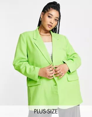 Vero Moda Curve oversized blazer in green | ASOS (Global)