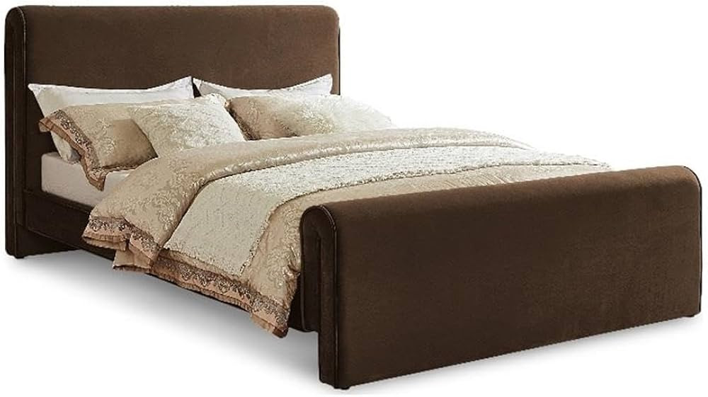 Pemberly Row Modern/Contemporary Brown Finish Velvet King Bed | Amazon (US)