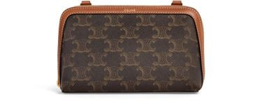 Clutch with chain in Triomphe canvas and lambskin - CELINE | 24S US