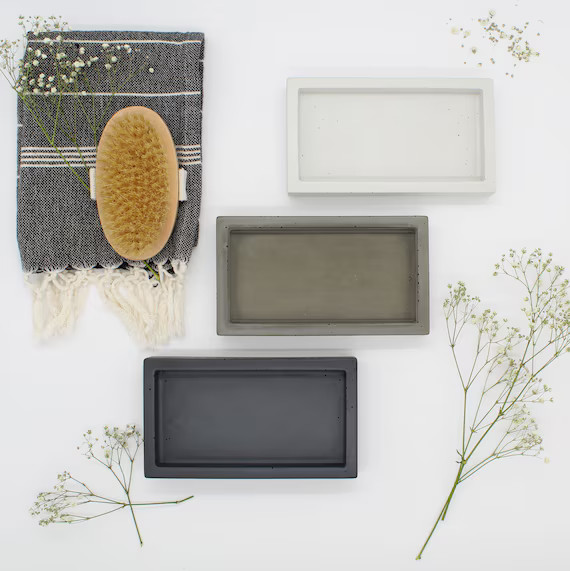 Concrete Tray | Soap Bottle Tray | Catchall Tray | Rectangular Tray | Modern Bathroom Tray | Kitc... | Etsy (US)