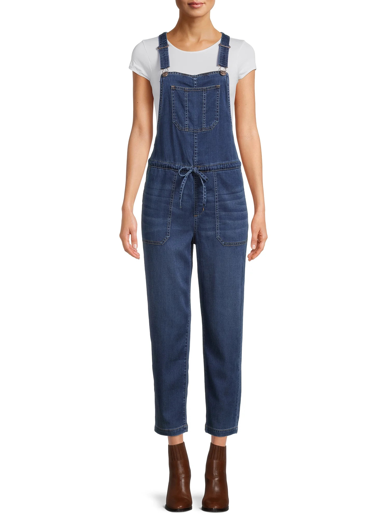 Time and Tru Women's Denim Overalls with Utility Pockets | Walmart (US)