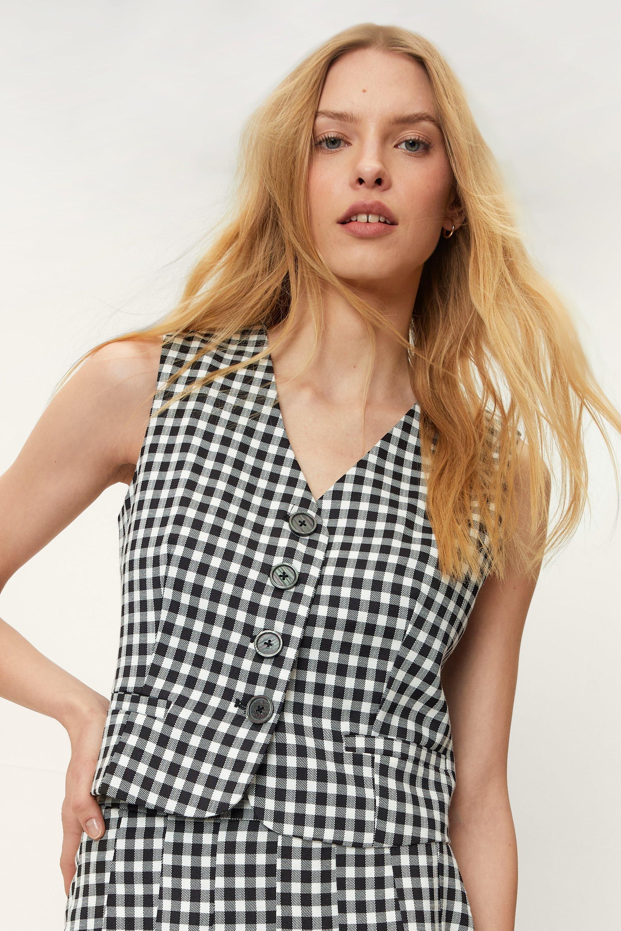 Gingham Check Cropped Waistcoat | Nasty Gal (US)