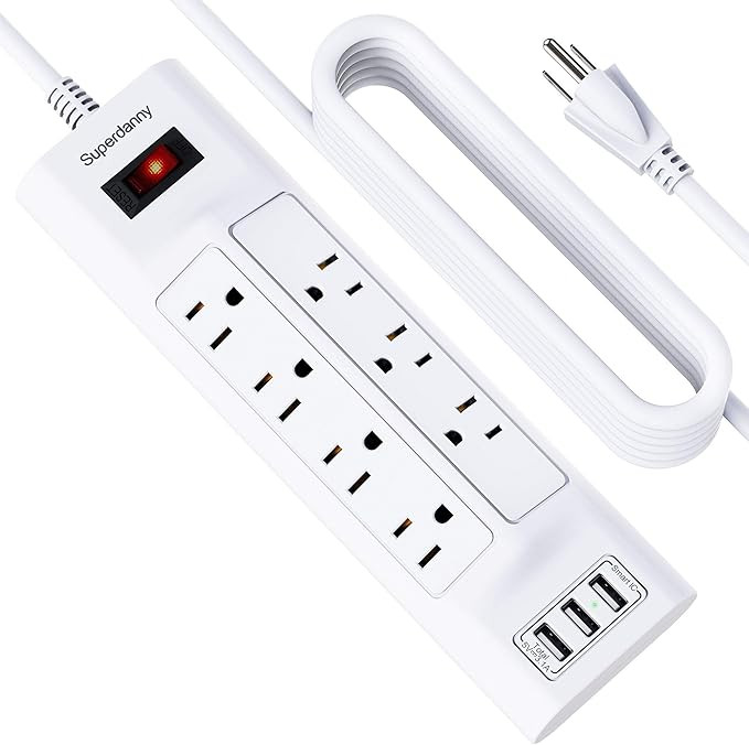 10 Ft Surge Protector Power Strip with USB, 7 Outlets and 3 USB Ports, SUPERDANNY 3-Prong Heavy D... | Amazon (US)