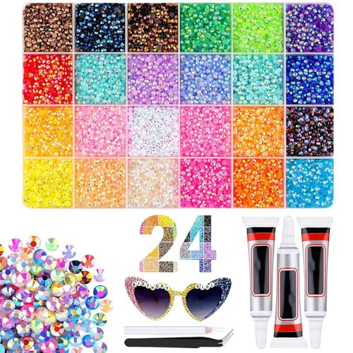 Bedazzler Kit with Rhinestones, 2026 New Resin Jelly Rhinestones for Bedazzling, Multicolor 3mm Flatback Gems for Nail Diamond Art Crafting Book Makeup (24000) | Amazon (US)