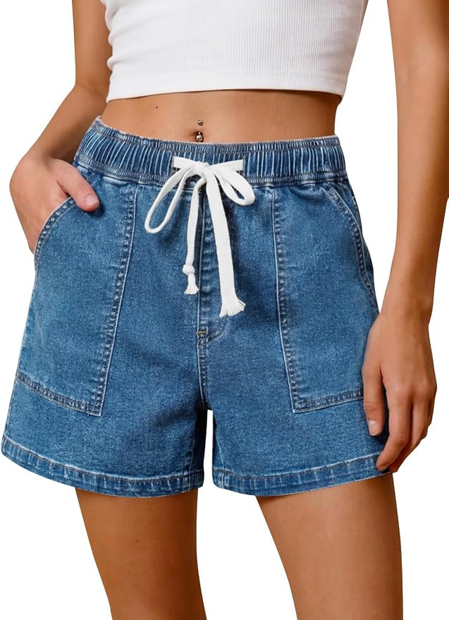 Cicy Bell Womens Baggy High Waisted Jean Shorts Summer Wide Leg Jorts Casual Drawstring Denim Sho... | Amazon (US)