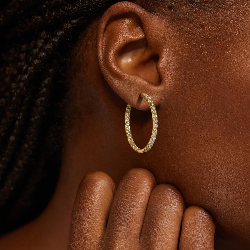 Medium Perfect Luxe Hoop Diamond Earrings in 14K Yellow Gold | Brilliant Earth