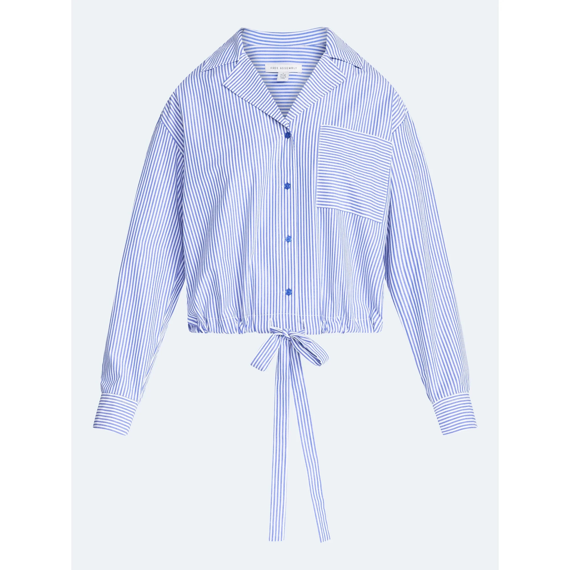 Free Assembly Women's and Women's Plus Cotton Poplin Tie Waist Shirt with Long Sleeves, Sizes XS-... | Walmart (US)