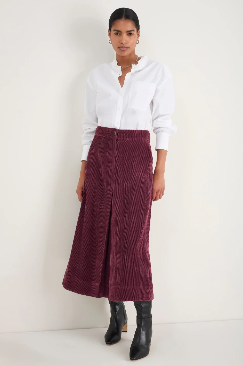 Carina Cord Skirt - Merlot | WYSE London