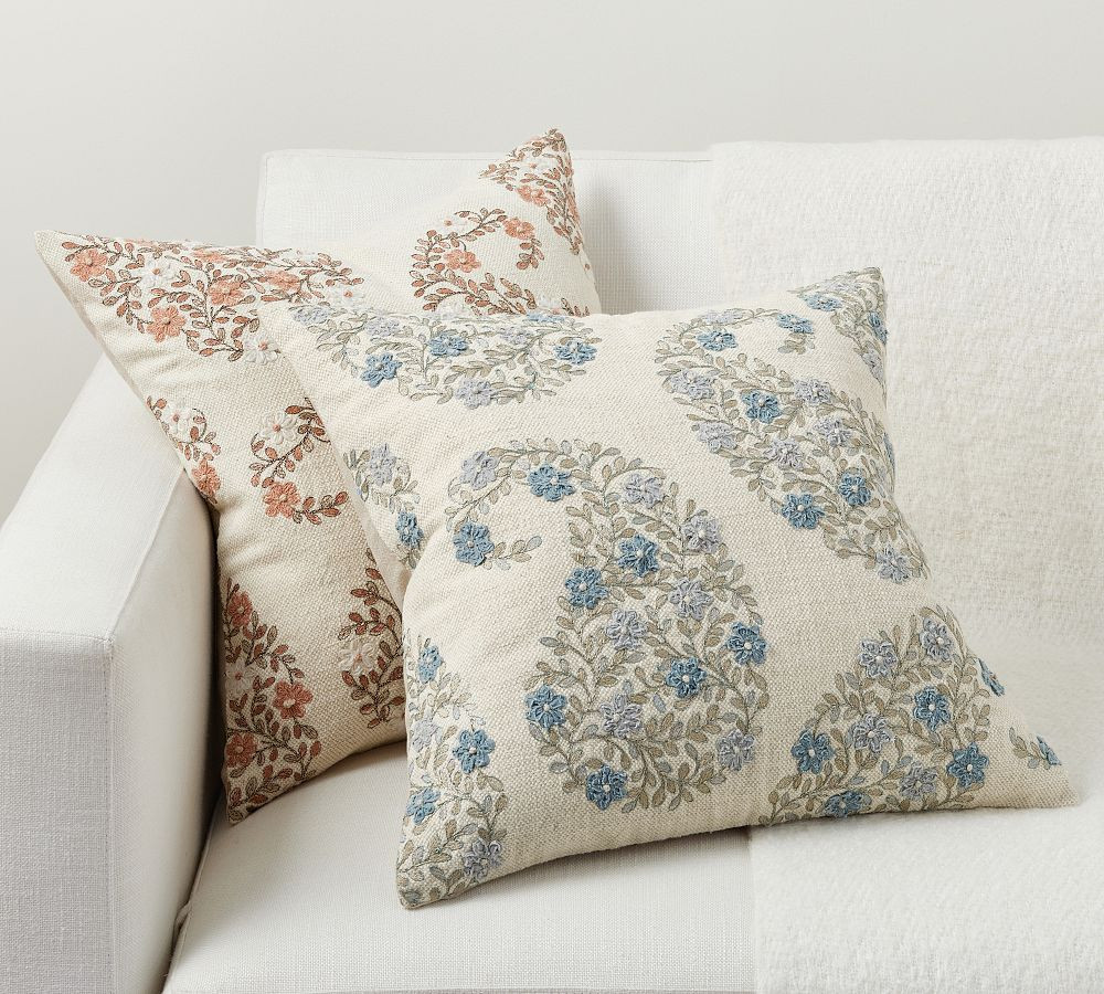 Jolyn Paisley Embroidered Pillow Cover | Pottery Barn (US)