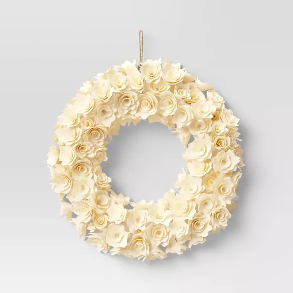 Curled Wood Wreath White - Threshold™ | Target