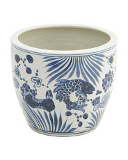 10x8in Porcelain Indoor Fish Lotus Planter | Plants & Planters | Marshalls | Marshalls