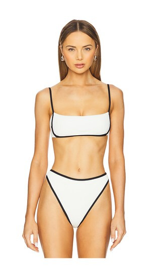 Hazel Bikini Top in Cream & Black | Revolve Clothing (Global)