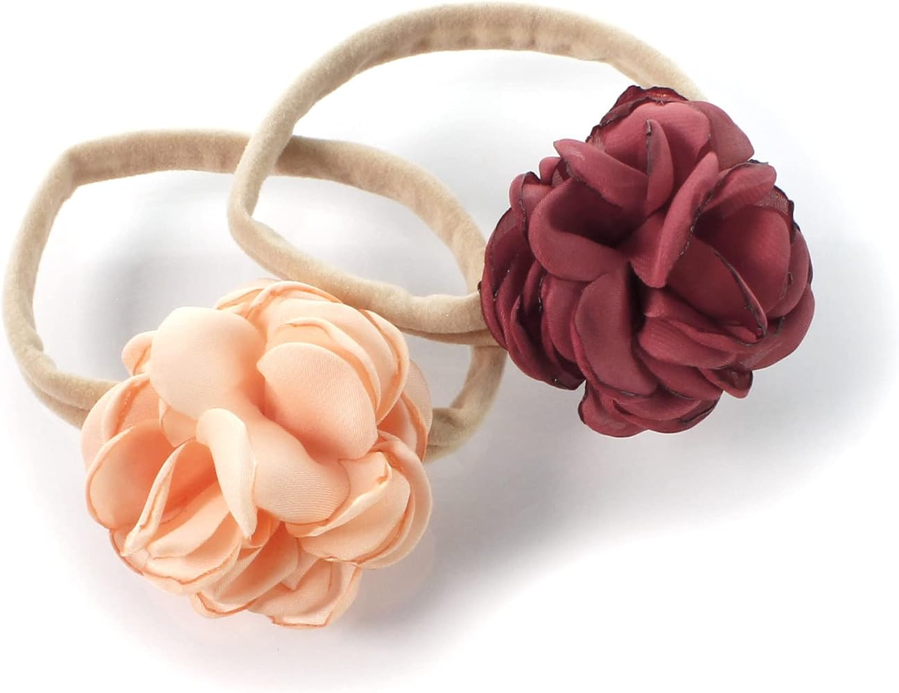My Lello Baby Girl Ruffle Singed Rose Nylon Elastic Headbands Set 2pcs - Color Options | Amazon (US)