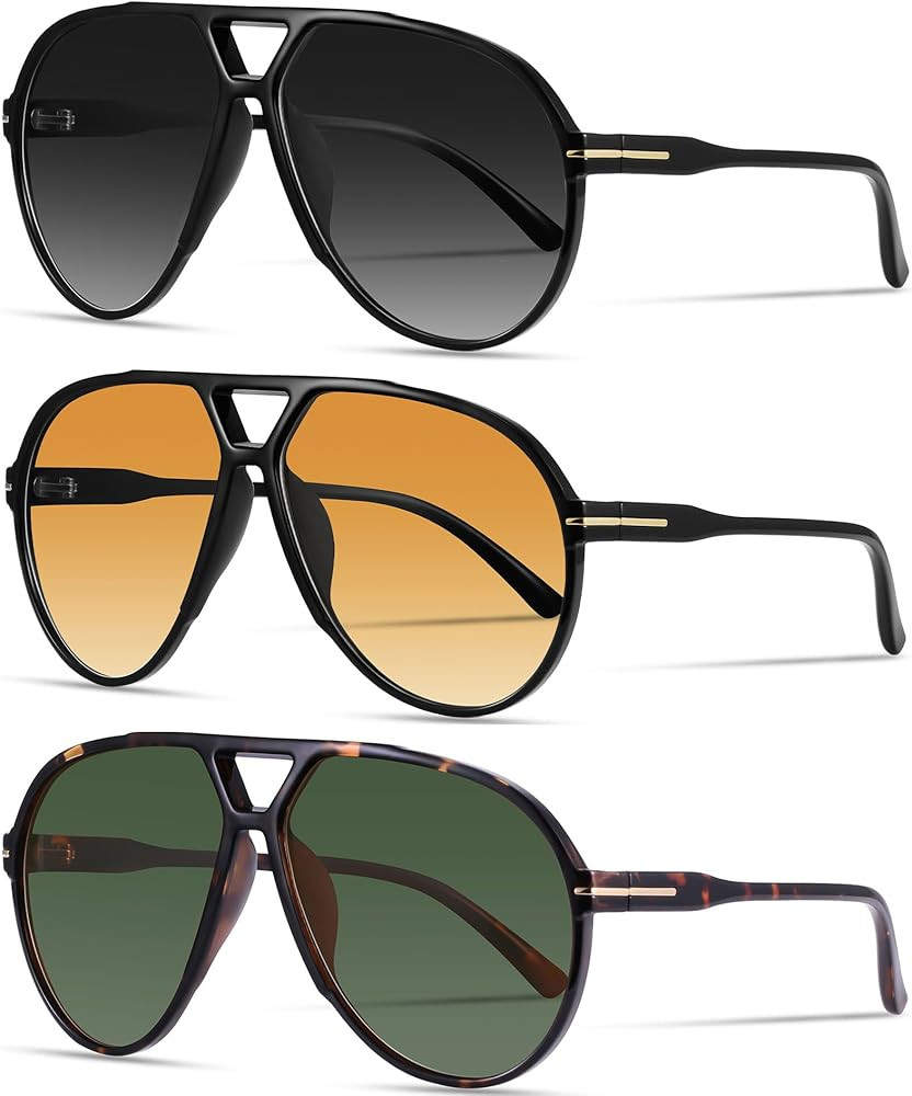 Oversized Retro Aviator Sunglasses for Women Men Classic 70s Trendy Vintage Style Large Frame Sun... | Amazon (US)