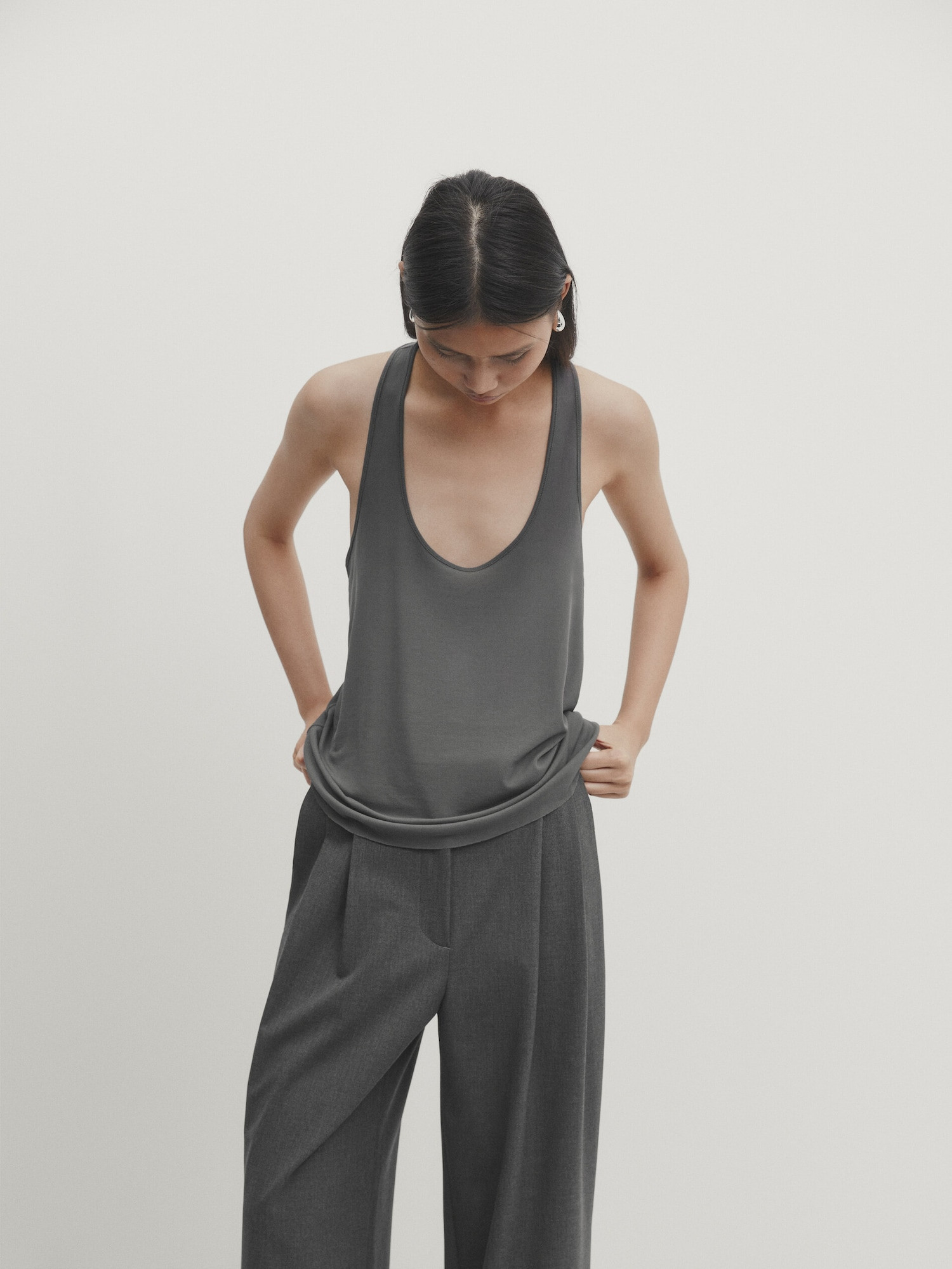 Semi-sheer strappy top - Studio | Massimo Dutti US