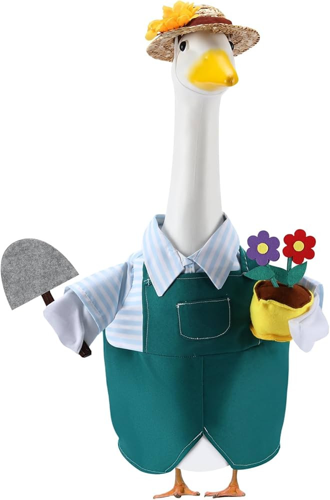 Gardener Porch Goose Outfits for 23 Inch Lawn Statue, Spring Gardener with Flower Pot and Shovel ... | Amazon (US)