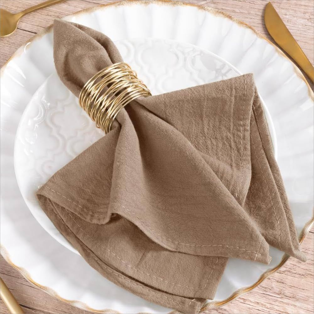 MLMW Thick Cotton Linen Napkins Set of 6 Soft Dinner Napkins Cloth 17"×17" Bulk Rustic Table Nap... | Amazon (US)