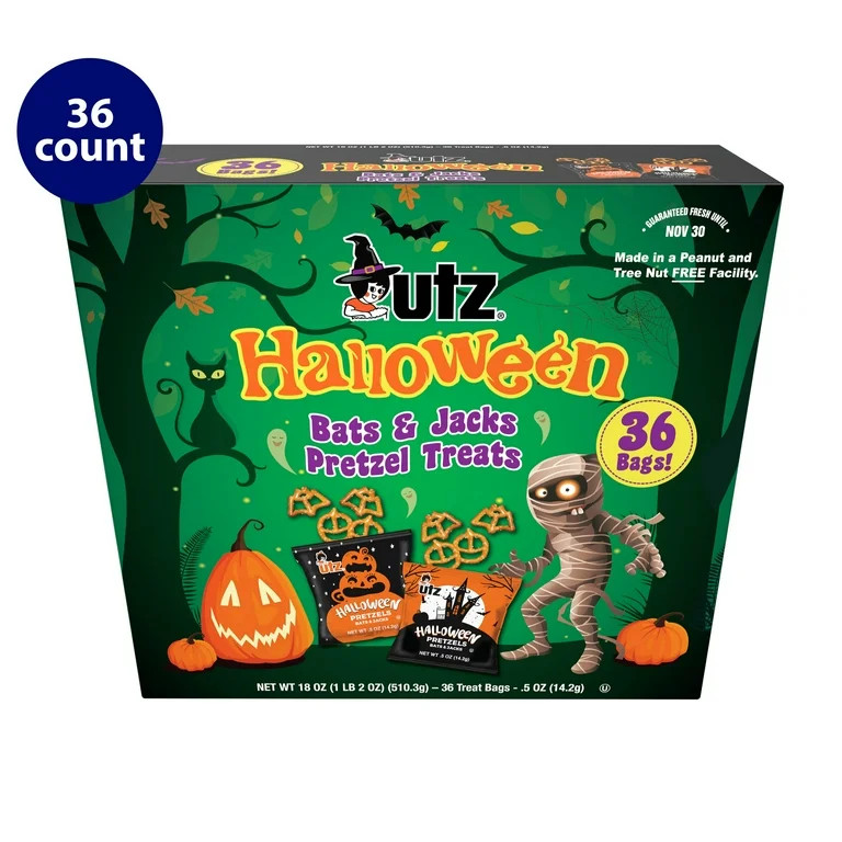 Utz Halloween Bats and Jacks Pretzel Treats, 0.5 oz, 36 Count | Walmart (US)