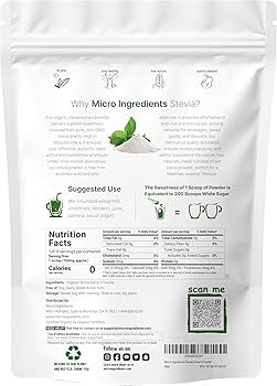 Micro Ingredients Pure Organic Stevia Powder, 8 Ounces, 1418 Serving, Highest Grade Stevia Green ... | Amazon (US)