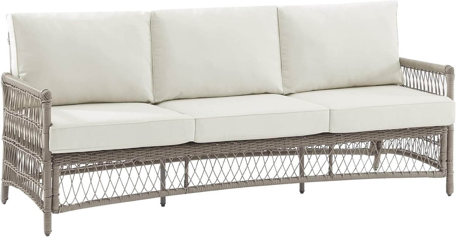 Crosley Furniture KO70432DW-CR Thatcher Outdoor Wicker Sofa, Driftwood with Creme Cushions | Amazon (US)