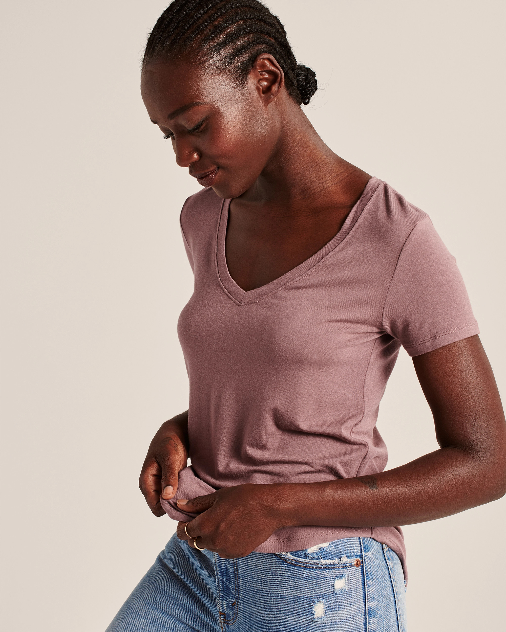 Drapey V-Neck Tee | Abercrombie & Fitch (US)