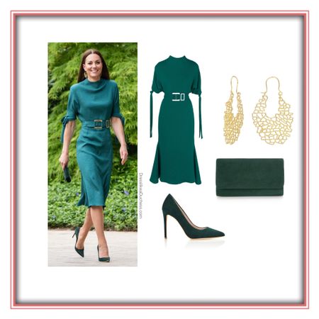 Kate Middleton Edeline Lee dress and Emmy London clutch and heels 
