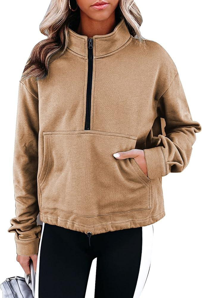 SWQZVT Womens Sweatshirt Half Zip Up Long Sleeve Pullover Casual Lapel Tops Solid Fall Sweatshirts w | Amazon (US)