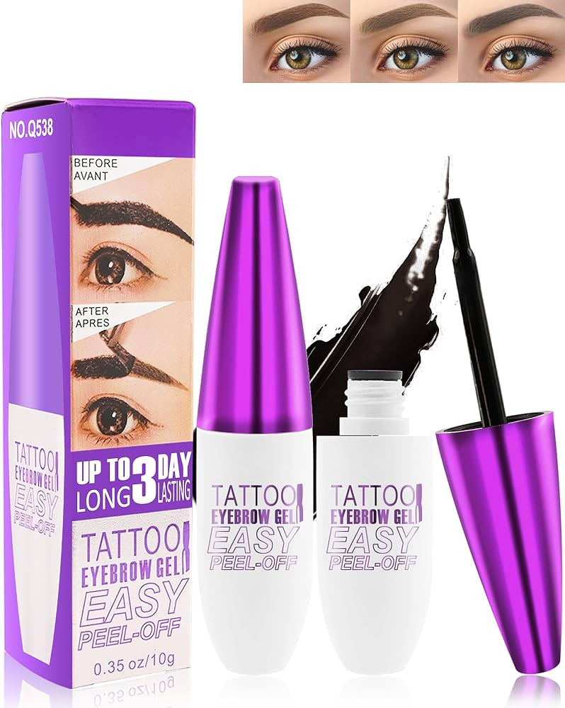 Peel Off Eyebrow Tinting Gel Kit-2pcs Grey Black Tattoo Eyebrow Gel Easy Peel Off,Waterproof Long... | Amazon (US)