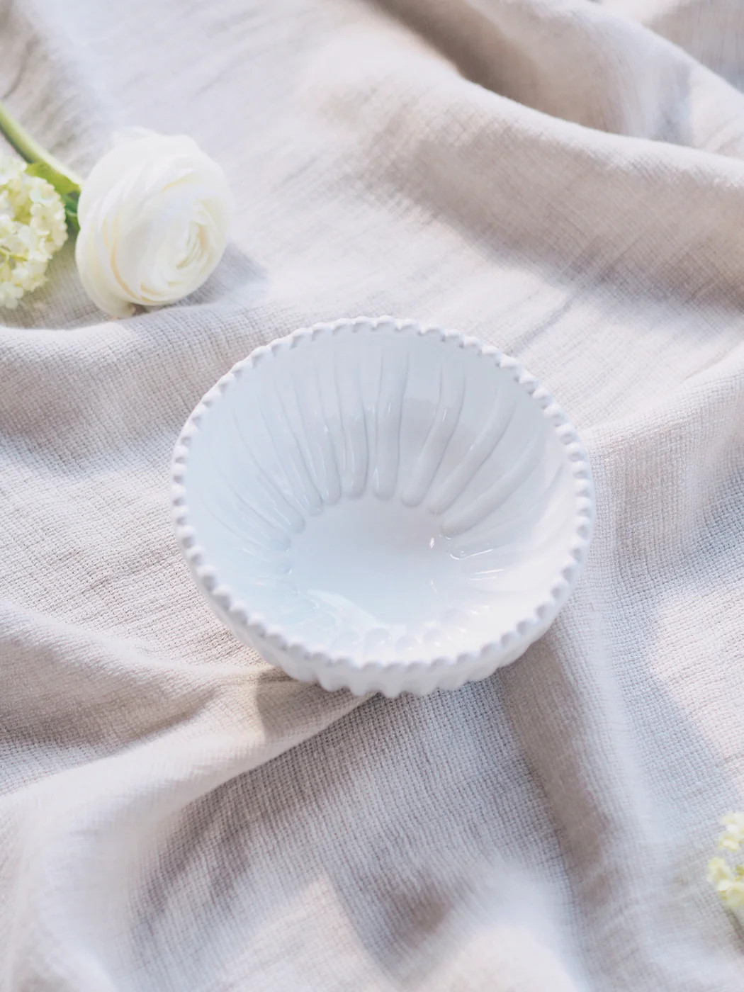 Incanto White Stripe  Footed Bowl | The Cross Decor & Design