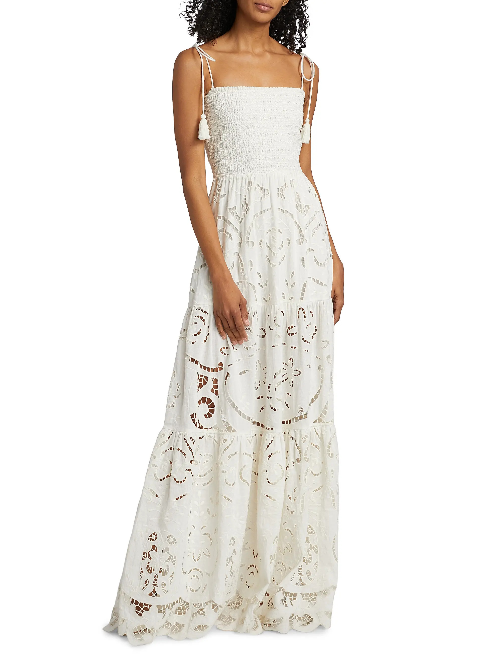 Alice + Olivia Marna Eyelet Tiered Maxi Dress | Saks Fifth Avenue | Saks Fifth Avenue
