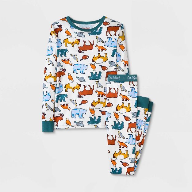 Boys' 2pc Animal 100% Cotton Pajama Set - Cat & Jack™ Cream | Target