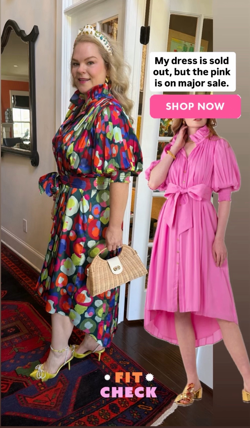 Such a flattering dress! Rattan bag is from jujuloves.com

#LTKSaleAlert #LTKOver40