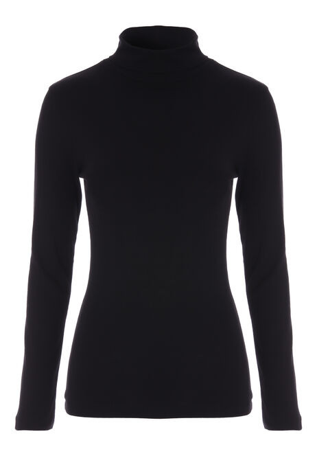 Womens Black Ribbed Long Sleeve Roll Neck Top | Peacocks