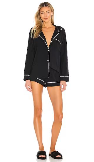 Gisele Long Sleeve Short Set in Black & Sorbet Pink | Revolve Clothing (Global)