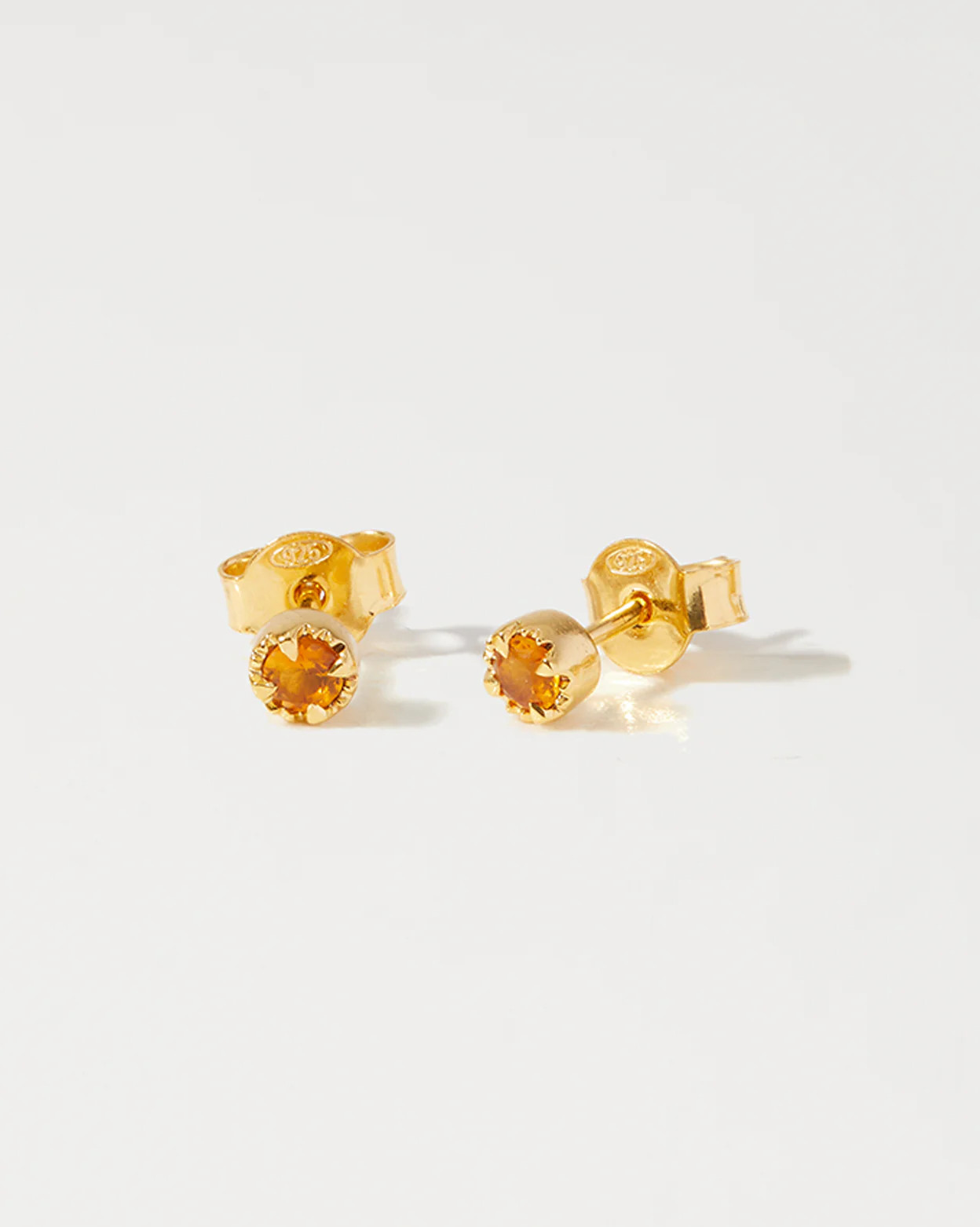 Citrine November Birthstone Studs | 18k Gold Plated Earrings | EDGE of EMBER Ltd