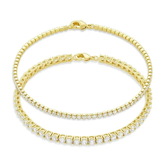 Believe by Brilliance Women's Flash Gold Plated Cubic Zirconia Tennis Bracelet Set | Walmart (US)