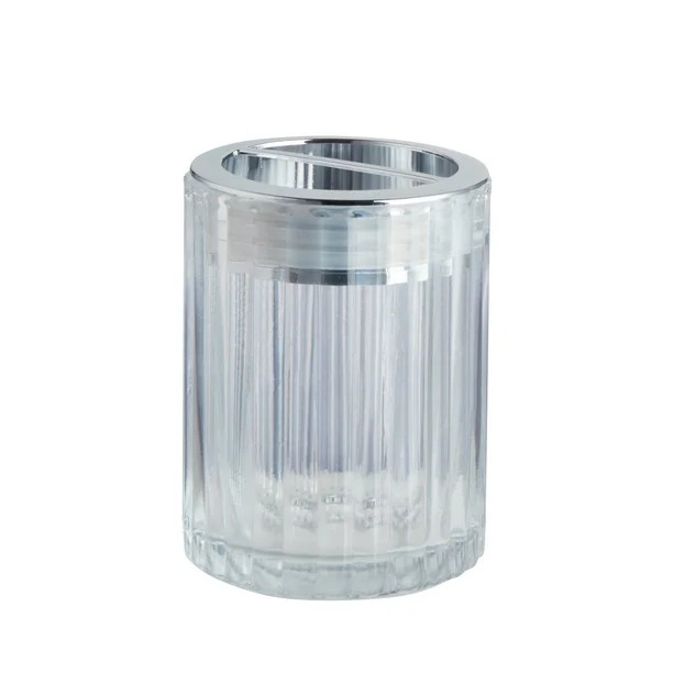 My Texas House Lancaster Silver Empossed Ribbed Glass Bathroom Tumbler - Walmart.com | Walmart (US)